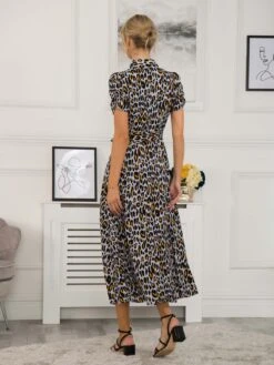 Danni Crepe Shirt Midi Dress, Blue Animal -Miha Dresses Shop 091 132A BlueAnimal 4