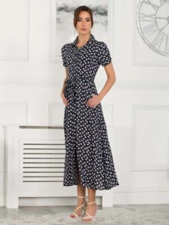 Danni Shirt Midi Dress, Navy Floral -Miha Dresses Shop 091 132A NavyFloral 4