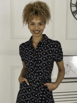 Danni Crepe Shirt Midi Dress, Navy Star -Miha Dresses Shop 091 132A NavyStar 6