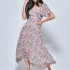 Chiffon Angel Sleeve Pleated Maxi Dress, Pink Multi -Miha Dresses Shop 1020 927 PinkMulti 5