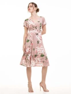 Lylah Cross Front Floral Dress, Pink Floral -Miha Dresses Shop 133 5PinkFloral 11