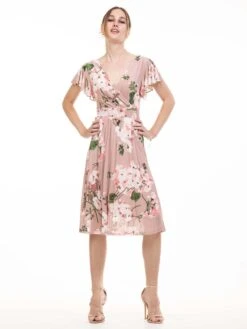 Lylah Cross Front Floral Dress, Pink Floral -Miha Dresses Shop 133 5PinkFloral 12