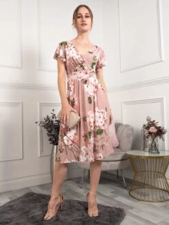 Lylah Cross Front Floral Dress, Pink Floral -Miha Dresses Shop 133 5PinkFloral 7