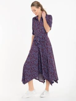Jolie Moi Handkerchief Hem Shirt Dress, Burgundy Multi -Miha Dresses Shop 20 11 2020 anna 1109
