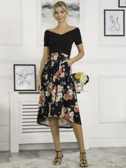 Mabry Contrast 2in1 Dress, Black Multi -Miha Dresses Shop 395 1292 BlackMulti 3