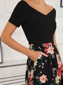 Mabry Contrast 2in1 Dress, Black Multi -Miha Dresses Shop 395 1292 BlackMulti 6