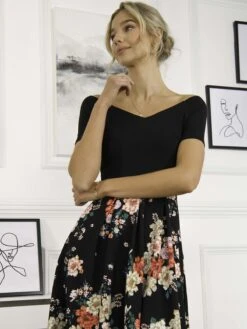 Mabry Contrast 2in1 Dress, Black Multi -Miha Dresses Shop 395 1292 BlackMulti 7