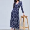 Chain Print Long Sleeve Maxi Dress, Navy -Miha Dresses Shop 504 1331 Navy 1