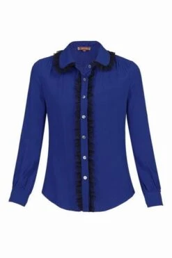 Contrast Lace Trimmed Blouse, Royal Blue -Miha Dresses Shop 5053319205920 3 Copy 08231 2bf3bd0b 1b39 4bf5 a098 c9cf87f9cf5a