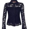 Scalloped Lace Blouse, Navy
