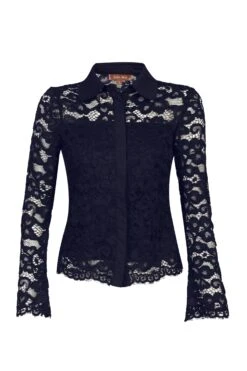 Scalloped Lace Blouse, Navy