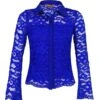 Scalloped Lace Blouse, Royal Blue