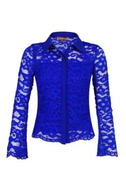 Scalloped Lace Blouse, Royal Blue