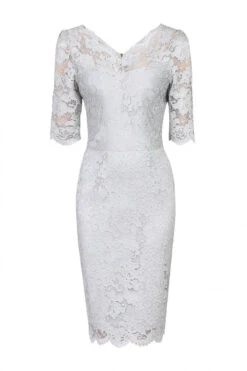 Scalloped V-Neck Lace Bodycon Dress, Grey -Miha Dresses Shop 5053319216407 3 34791 3cab127e 687c 4ce7 93e6 773bcd6eebfd