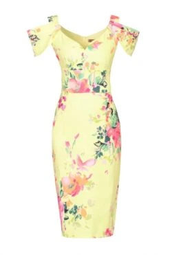 Floral Print Cold Shoulder Dress, Yellow Floral 13 Floral Print Cold Shoulder Dress, Yellow Floral -Miha Dresses Shop 5053319217763 3 98725 c4eae32c d93d 43b3 927e 4732fa52be5d