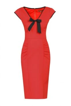 Contrast Trim Bow Detail Wiggle Dress, Red -Miha Dresses Shop 5053319219279 3 77523 4f6a6fff 2a5b 42cf ab48 989b0d6fcf84
