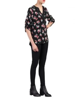 Jolie Moi Floral Print Blouse, Black Floral -Miha Dresses Shop 5053319233220 2 13592