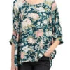Jolie Moi Floral Print Comfy Blouse, Teal Floral -Miha Dresses Shop 5053319240945
