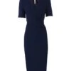 Half Sleeve Cross Front Pencil Dress, Navy -Miha Dresses Shop 5053319266884 3 00272 2ba3f2ac 3a80 4c13 be6e ac9c534fab73