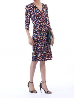 Retro Geometric Flare Hem Dress, Royal Multi -Miha Dresses Shop 5053319275343 2 35788 ddcb41f7 e41a 4cf9 919b 98ad5bd6c930