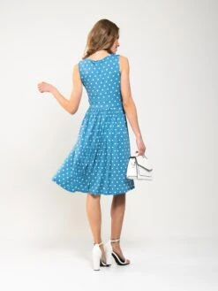 Spotty Printed Round Neck Jersey Dress, Blue Spot -Miha Dresses Shop 5053319329015 studio1 2250X3000 f1003b91 f471 44a1 a4d3 b434b12ff2b4
