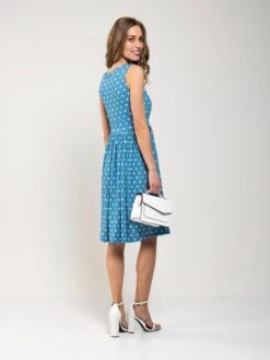 Spotty Printed Round Neck Jersey Dress, Blue Spot -Miha Dresses Shop 5053319329015 studio2 2250X3000 d326c4b4 5ed8 492e b5ee b6028c271ea9