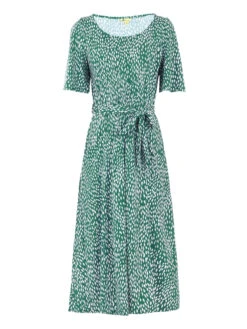 Belted Midi Jersey Dress, Green Animal -Miha Dresses Shop 50533193304171
