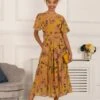 Haylee Print Chiffon Maxi Dress, Yellow Floral -Miha Dresses Shop 5053319402572