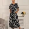 Nadine Floral Print Chiffon Dress, Navy