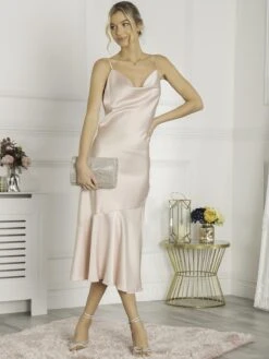 Jolie Moi Alaysha Cowl Neck Satin Dress, Dusty Pink -Miha Dresses Shop 521 28 DustyPink 3
