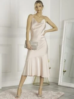 Jolie Moi Alaysha Cowl Neck Satin Dress, Dusty Pink -Miha Dresses Shop 521 28 DustyPink 5