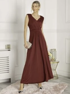 Plunge V Neck Draped Maxi Dress, Burgundy -Miha Dresses Shop 817 1A Burgundy 2 76ae5f4d ac9b 437c b3dd f02301af25ae