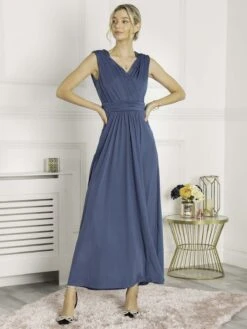 Plunge V Neck Draped Maxi Dress, Sage -Miha Dresses Shop 817 1A Teal 2 5306960b 9de3 499c 8b65 ca041c260a3a