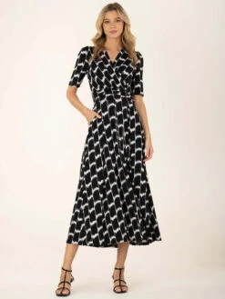 Jolie Moi Akayla Printed Jersey Maxi Dress, Black Geo -Miha Dresses Shop AY621133 BlackGeo 6