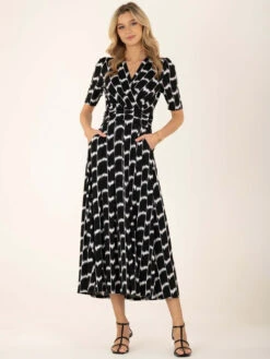 Jolie Moi Akayla Printed Jersey Maxi Dress, Black Geo -Miha Dresses Shop AY621133 BlackGeo 8