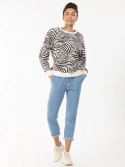 Animal Print Sweatshirt , White Zebra -Miha Dresses Shop AnimalPrintSweatshirt WhiteZebra2