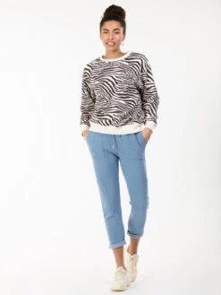 Animal Print Sweatshirt , White Zebra -Miha Dresses Shop AnimalPrintSweatshirt WhiteZebra3