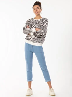 Animal Print Sweatshirt , White Zebra -Miha Dresses Shop AnimalPrintSweatshirt WhiteZebra4