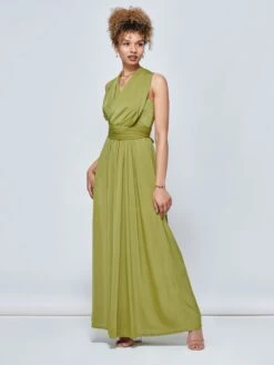 Twist & Tie Multiway Bridesmaid Maxi Dress With Bandeau, Olive Green -Miha Dresses Shop B 9176A OLIVEGREEN 1 10b48790 b080 4a27 b252 607eddbca853