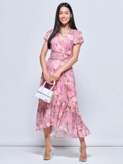 Carleigh Printed Mesh Tiered Maxi Dress, Pink Floral -Miha Dresses Shop B1331212 Pnkfloral 6