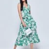Della Crepe Frill Hem Maxi Dress, Green Floral -Miha Dresses Shop B1519 93 Greenfloral 1