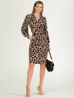 Chantal Jersey Long Sleeve Shift Dress, Pink Animal -Miha Dresses Shop BD 362 6 PinkAnimal 2