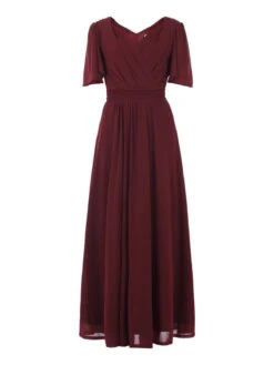 Flute Sleeve Mesh Maxi Dress, Burgundy -Miha Dresses Shop BR 1017 BURGUNDY 24.50 SIZE 6 18 375098d7 d729 41ab 863b a0bedc15bda6