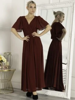Flute Sleeve Mesh Maxi Dress, Burgundy -Miha Dresses Shop BR 1017 Burgundy 2 f6487c66 c372 4ecf af83 6ec59d2e549f