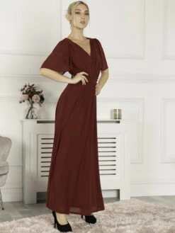Flute Sleeve Mesh Maxi Dress, Burgundy -Miha Dresses Shop BR 1017 Burgundy 3 f7ab93ba 307b 4bbe 9a4c 7b69b51b5a26