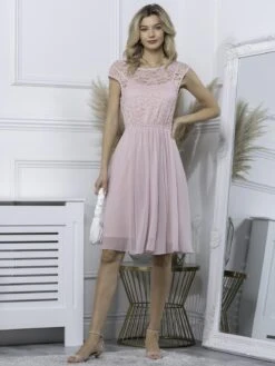 Basia Floral Lace Midi Dress, Light Pink