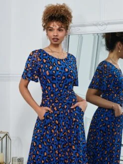 Dorothy 3/4 Sleeve Maxi Dress, Blue Animal -Miha Dresses Shop BY 162 6 BLUEANIMAL 3 a326331d 4cbc 4dc5 b064 5c26b698e232