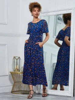 Dorothy 3/4 Sleeve Maxi Dress, Blue Animal -Miha Dresses Shop BY 162 6 BLUEANIMAL 4 97cd82f3 6dc9 4eeb 878b 9cf8cb42fbe8