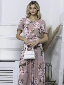 Julita Floral Mesh Midi Dress, Pink Floral -Miha Dresses Shop BY 162 6 PinkFloral 3