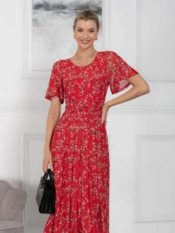 Jolie Moi Julita Mesh Dress, Red Floral 16 Jolie Moi Julita Mesh Dress, Red Floral -Miha Dresses Shop BY 162 6 RedFloral 6
